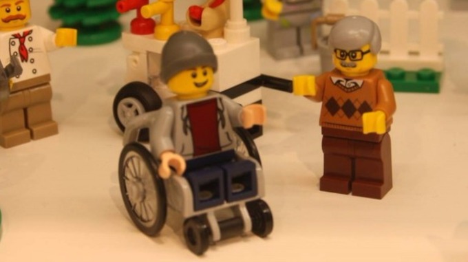 Lego character in a wheelchair